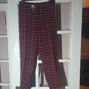 Cato Women's Burgundy Checkered Pants